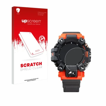 Front side of a product packaging with the brand logo upscreen. Next to it is the device Casio G-Shock GW-9500 shown with the 