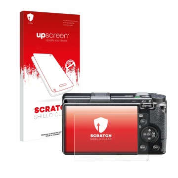Front side of a product packaging with the brand logo upscreen. Next to it is the device Ricoh GR III HDF shown with the corre
