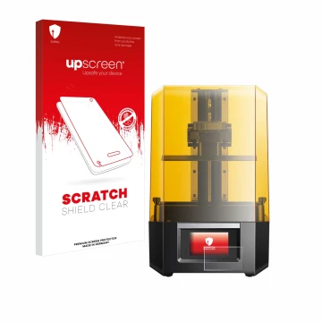 Front side of a product packaging with the brand logo upscreen. Next to it is the device Anycubic Photon Mono M5s shown with t