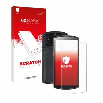 Front side of a product packaging with the brand logo upscreen. Next to it is the device Urovo DT50 5,7