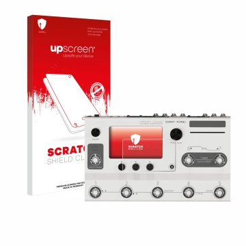 Front side of a product packaging with the brand logo upscreen. Next to it is the device Hotone Ampero II Stage shown with the
