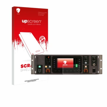 Front side of a product packaging with the brand logo upscreen. Next to it is the device Behringer X32 Rack shown with the cor
