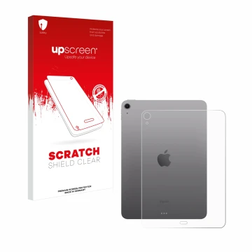 Front side of a product packaging with the brand logo upscreen. Next to it is the device Apple iPad Air 11