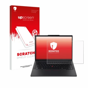 Front side of a product packaging with the brand logo upscreen. Next to it is the device Lenovo ThinkPad T14s Gen 5 shown with