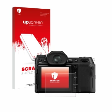 Front side of a product packaging with the brand logo upscreen. Next to it is the device Fujifilm GFX100S II shown with the co