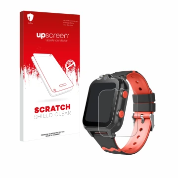 Front side of a product packaging with the brand logo upscreen. Next to it is the device Yuede Kids Smartwatch 1.69