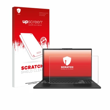 Front side of a product packaging with the brand logo upscreen. Next to it is the device ASUS VivoBook Pro 15 OLED N6506 shown