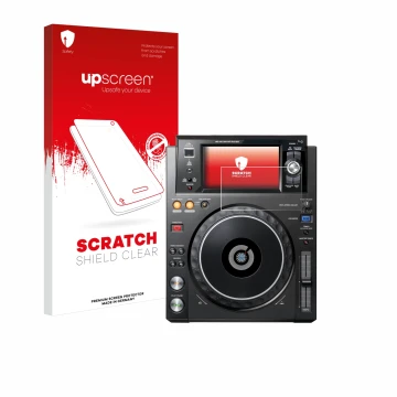 Front side of a product packaging with the brand logo upscreen. Next to it is the device Pioneer XDJ -1000MK2 shown with the c