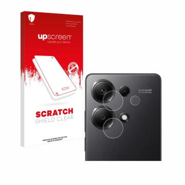 Front side of a product packaging with the brand logo upscreen. Next to it is the device Xiaomi Redmi Note 13 Pro 4G (ONLY Cam