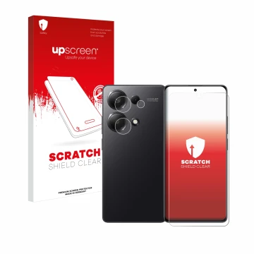 Front side of a product packaging with the brand logo upscreen. Next to it is the device Xiaomi Redmi Note 13 Pro 4G (Front+Ca