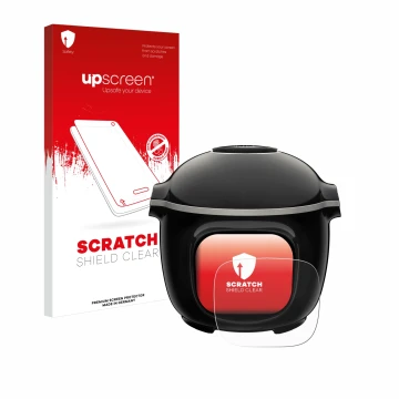 Front side of a product packaging with the brand logo upscreen. Next to it is the device Moulinex Cookeo Touch shown with the 