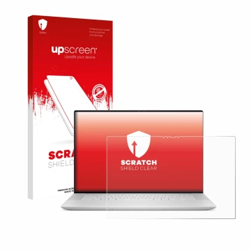 Front side of a product packaging with the brand logo upscreen. Next to it is the device Dell XPS 16 9640 shown with the corre