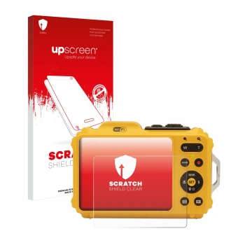 Front side of a product packaging with the brand logo upscreen. Next to it is the device Kodak Pixpro WPZ2 shown with the corr