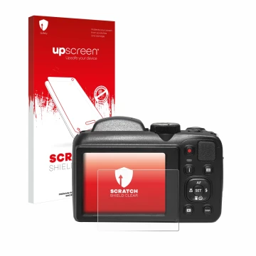 Front side of a product packaging with the brand logo upscreen. Next to it is the device Kodak Pixpro AZ255 shown with the cor