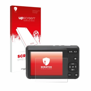 Front side of a product packaging with the brand logo upscreen. Next to it is the device Kodak Pixpro FZ55 shown with the corr