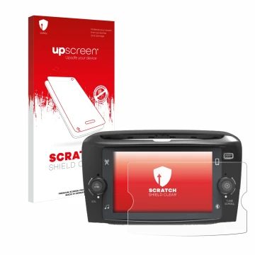 Front side of a product packaging with the brand logo upscreen. Next to it is the device Lancia Ypsilon 7
