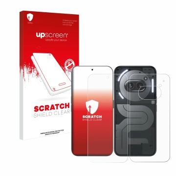 Front side of a product packaging with the brand logo upscreen. Next to it is the device Nothing Phone (2a) Plus (Front+Back) 