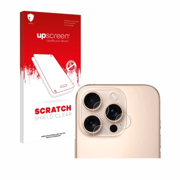 Front side of a product packaging with the brand logo upscreen. Next to it is the device Apple iPhone 16 Pro (ONLY Camera Lens