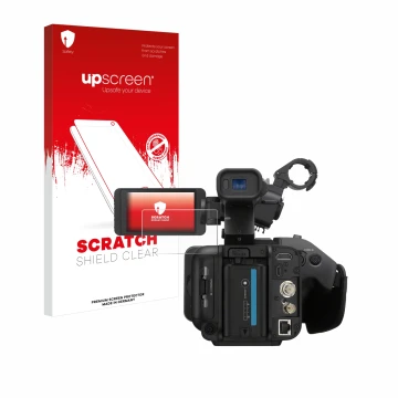 Front side of a product packaging with the brand logo upscreen. Next to it is the device Sony PXW-Z200 shown with the correspo