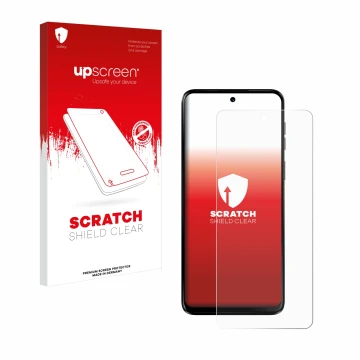 Front side of a product packaging with the brand logo upscreen. Next to it is the device Motorola Moto G55 shown with the corr