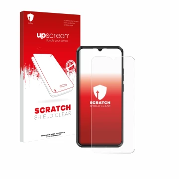 Front side of a product packaging with the brand logo upscreen. Next to it is the device Oukitel WP50 shown with the correspon