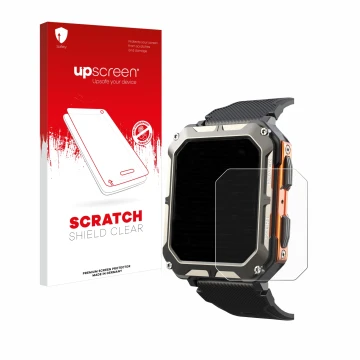 Front side of a product packaging with the brand logo upscreen. Next to it is the device Findtime Smartwatch 1.83