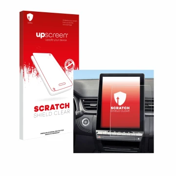 Front side of a product packaging with the brand logo upscreen. Next to it is the device Renault Symbioz 2024 shown with the c