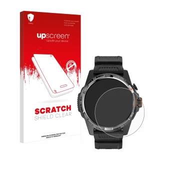 Front side of a product packaging with the brand logo upscreen. Next to it is the device Mobvoi Ticwatch Atlas shown with the 