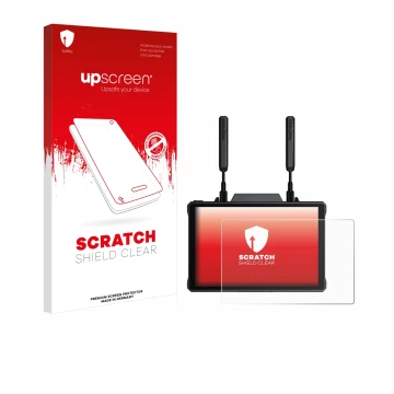 Front side of a product packaging with the brand logo upscreen. Next to it is the device Hollyland Pyro 7 shown with the corre