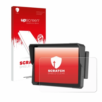 Front side of a product packaging with the brand logo upscreen. Next to it is the device Carpuride W702B Pro 7