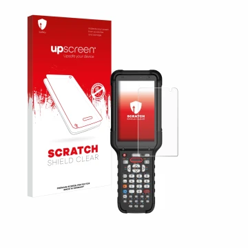 Front side of a product packaging with the brand logo upscreen. Next to it is the device Honeywell CK67 shown with the corresp