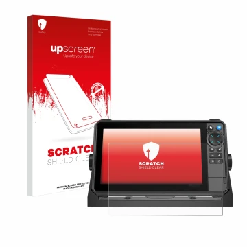 Front side of a product packaging with the brand logo upscreen. Next to it is the device Lowrance HDS-9 Pro shown with the cor