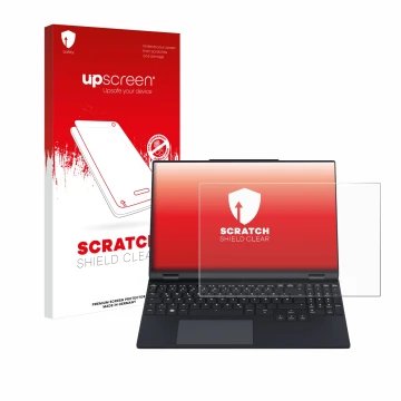 Front side of a product packaging with the brand logo upscreen. Next to it is the device Tuxedo InfinityBook Pro 15 Gen 9 show