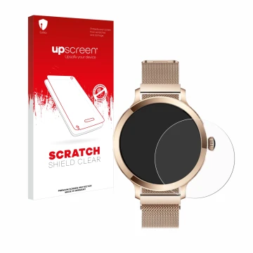 Front side of a product packaging with the brand logo upscreen. Next to it is the device Bekomiya Smartwatch 1.1