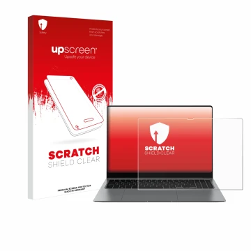 Front side of a product packaging with the brand logo upscreen. Next to it is the device Samsung Galaxy Book5 Pro 16