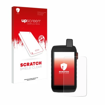 Front side of a product packaging with the brand logo upscreen. Next to it is the device Garmin Montana 710i shown with the co
