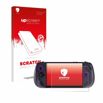 Front side of a product packaging with the brand logo upscreen. Next to it is the device Lenovo Legion Go S shown with the cor