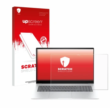 Front side of a product packaging with the brand logo upscreen. Next to it is the device HP Envy 17-da0777ng shown with the co