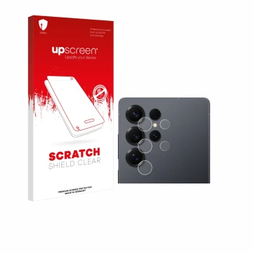 Front side of a product packaging with the brand logo upscreen. Next to it is the device Samsung Galaxy S25 Ultra (ONLY Camera