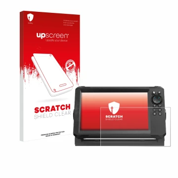 Front side of a product packaging with the brand logo upscreen. Next to it is the device Lowrance Eagle 9 shown with the corre