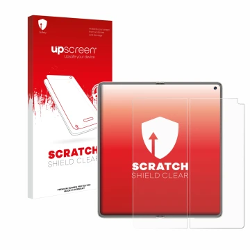 Front side of a product packaging with the brand logo upscreen. Next to it is the device Huawei Mate X6 (Inner display) shown 