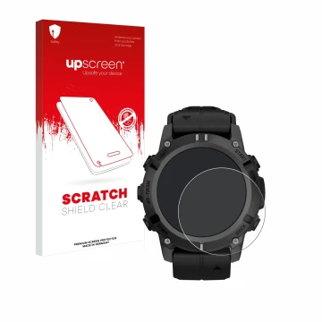 Front side of a product packaging with the brand logo upscreen. Next to it is the device Garmin Descent G2 shown with the corr