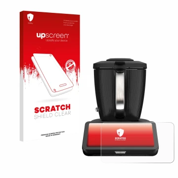 Front side of a product packaging with the brand logo upscreen. Next to it is the device Vorwerk Thermomix TM7 shown with the 