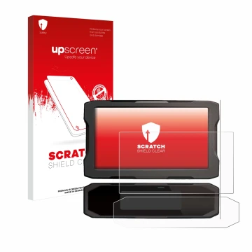 Front side of a product packaging with the brand logo upscreen. Next to it is the device Honda NT 1100 2021 shown with the cor