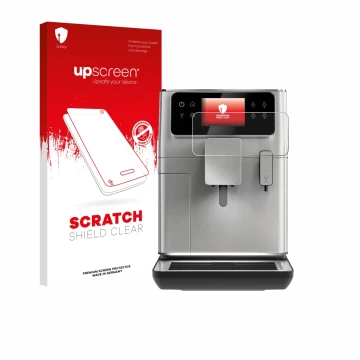 Front side of a product packaging with the brand logo upscreen. Next to it is the device WMF Perfection 680 shown with the cor