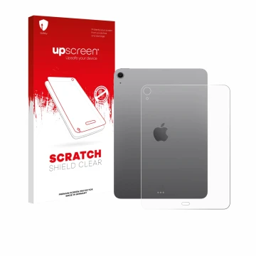 Front side of a product packaging with the brand logo upscreen. Next to it is the device Apple iPad Air 11