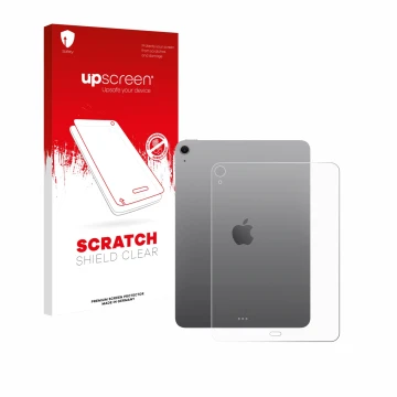 Front side of a product packaging with the brand logo upscreen. Next to it is the device Apple iPad Air 11