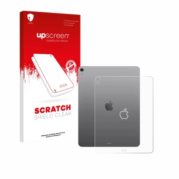 Front side of a product packaging with the brand logo upscreen. Next to it is the device Apple iPad Air 13