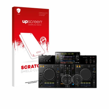 Front side of a product packaging with the brand logo upscreen. Next to it is the device Pioneer XDJ -RR (Jog) shown with the 