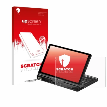 Front side of a product packaging with the brand logo upscreen. Next to it is the device GPD Pocket 4 shown with the correspon